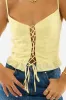 Yellow Check Corset Top Sleeveless Lace Up sold by Ally Fashion