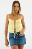 Yellow Check Corset Top Sleeveless Lace Up sold by Ally Fashion