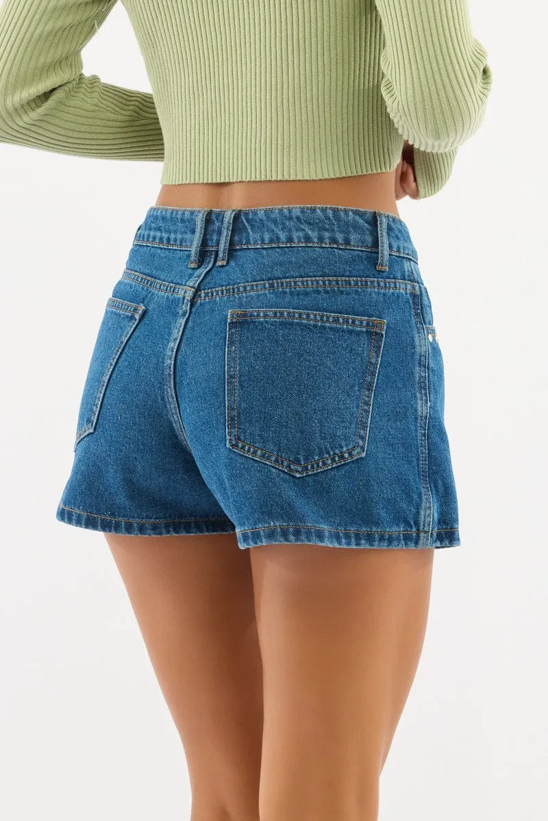 Denim Skorts Skirt Mid Rise sold by Ally Fashion product image thumbnail 4