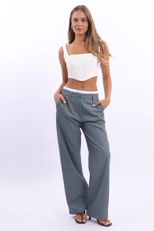 Grey Tailored Pants Boxer Wide Leg sold by Ally Fashion