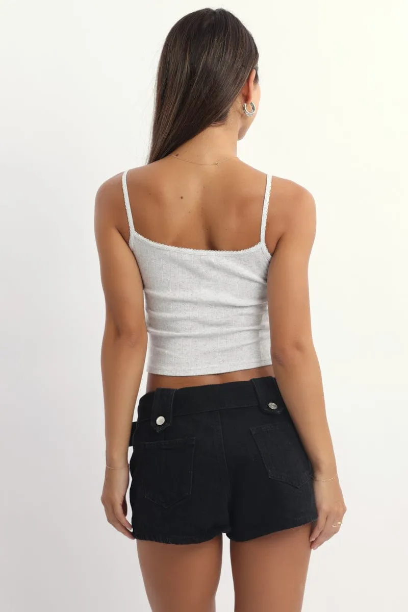 Grey Pointelle Cami Top sold by Ally Fashion product image thumbnail 4