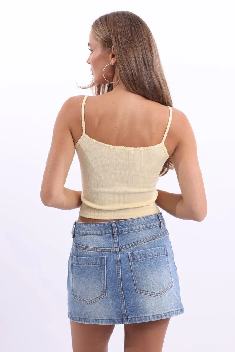 Yellow Pointelle Cami Top sold by Ally Fashion product image thumbnail 4