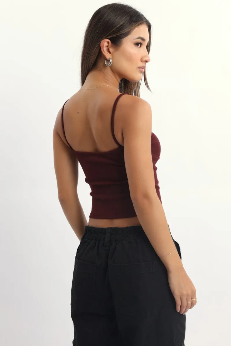 Red Singlet Top Sleeveless Ruched Bust sold by Ally Fashion product image thumbnail 4