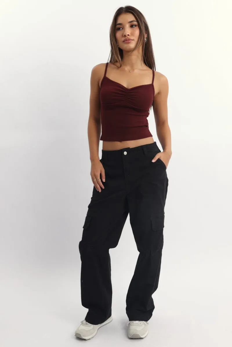 Red Singlet Top Sleeveless Ruched Bust sold by Ally Fashion product image thumbnail 2