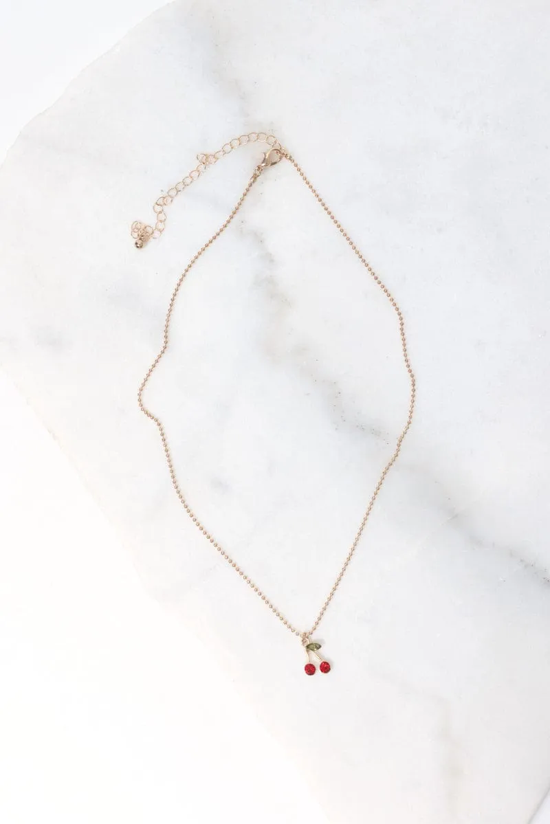Gold Cherry Necklace sold by Ally Fashion