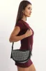 Black Rhinestones Crescent Bag sold by Ally Fashion