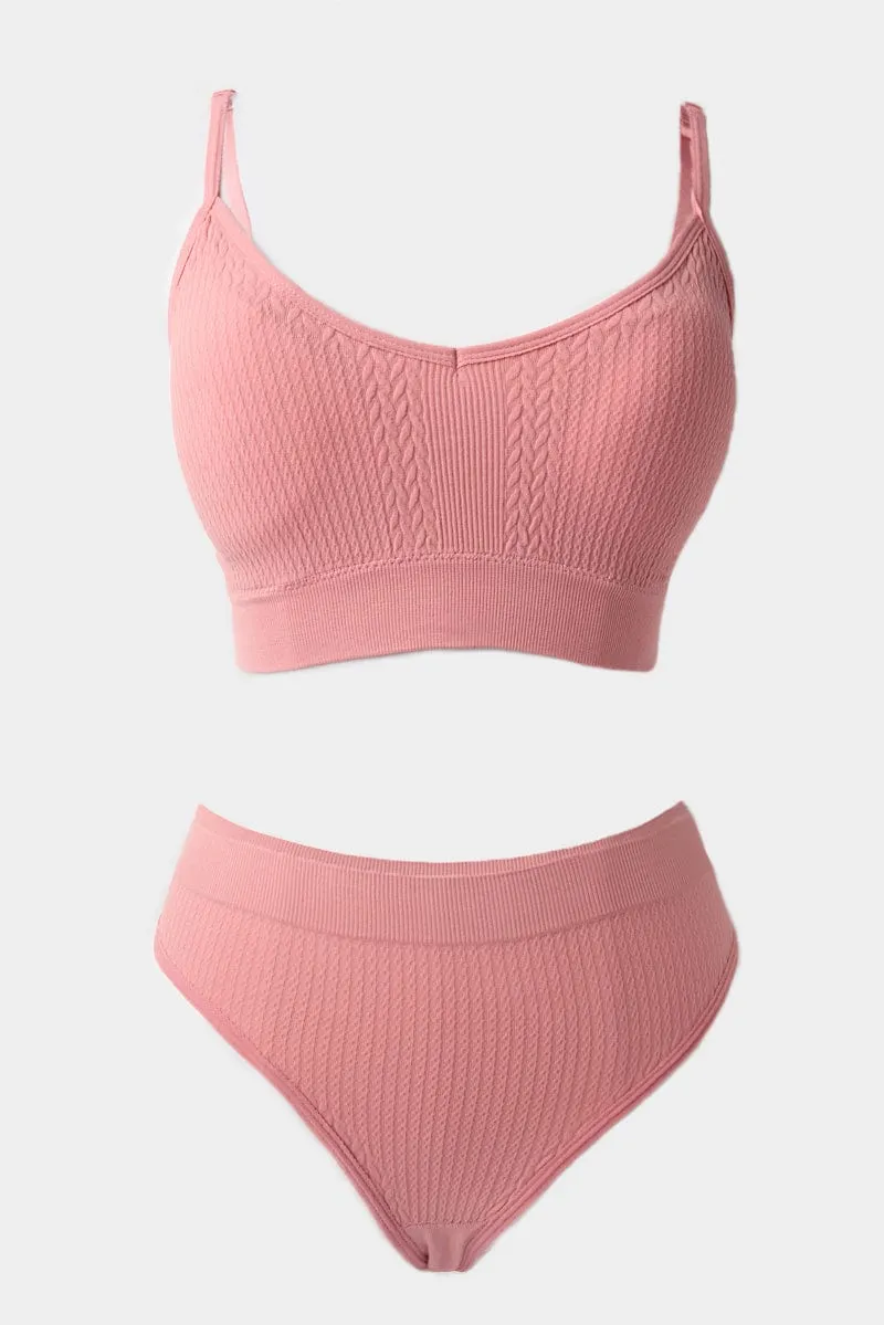 Pink Seamless Lingerie Set sold by Ally Fashion
