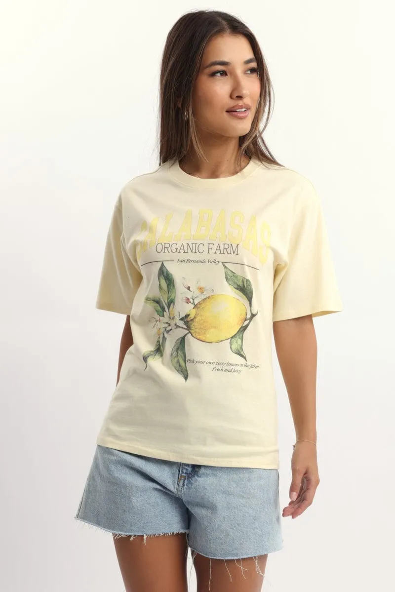 Yellow Graphic Tee Short Sleeve sold by Ally Fashion