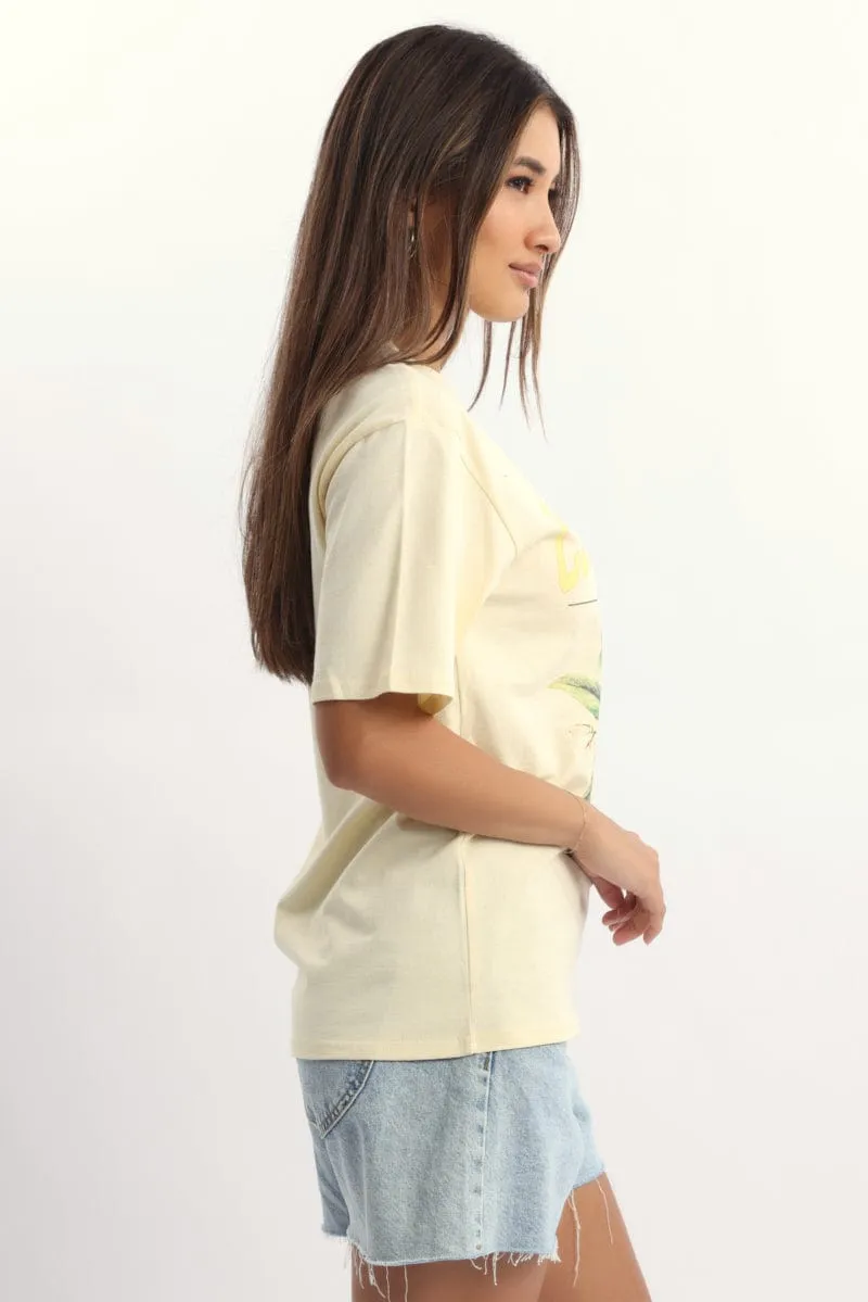 Yellow Graphic Tee Short Sleeve sold by Ally Fashion product image thumbnail 3