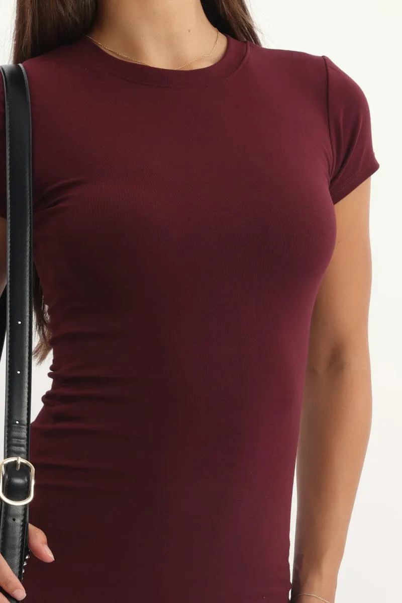 Red Mini Dress Short Sleeve Crew Neck sold by Ally Fashion product image thumbnail 5