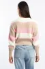 Pink Stripe Knit Top Long Sleeve Color Block sold by Ally Fashion