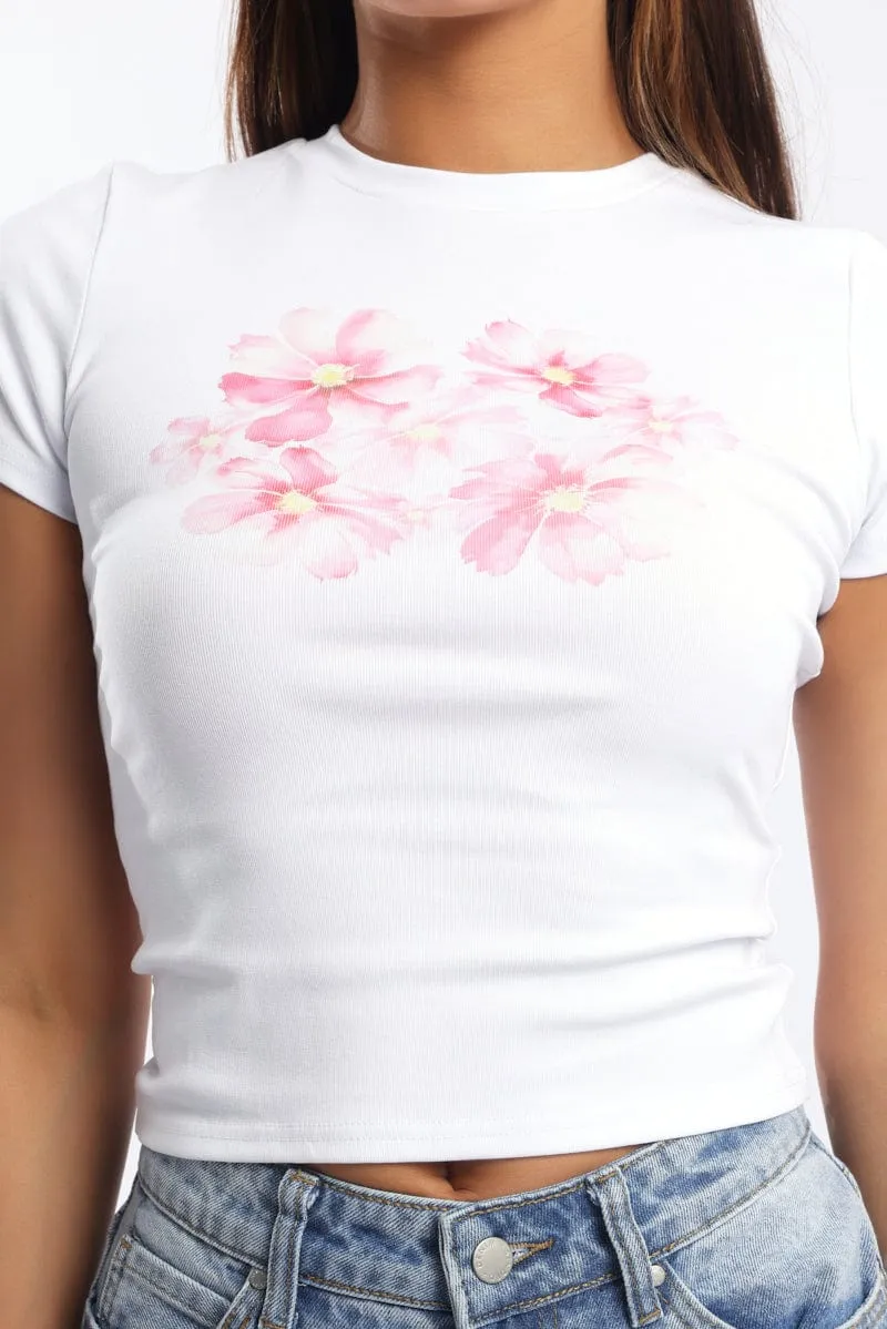 White Graphic Tee Short Sleeve sold by Ally Fashion product image thumbnail 5