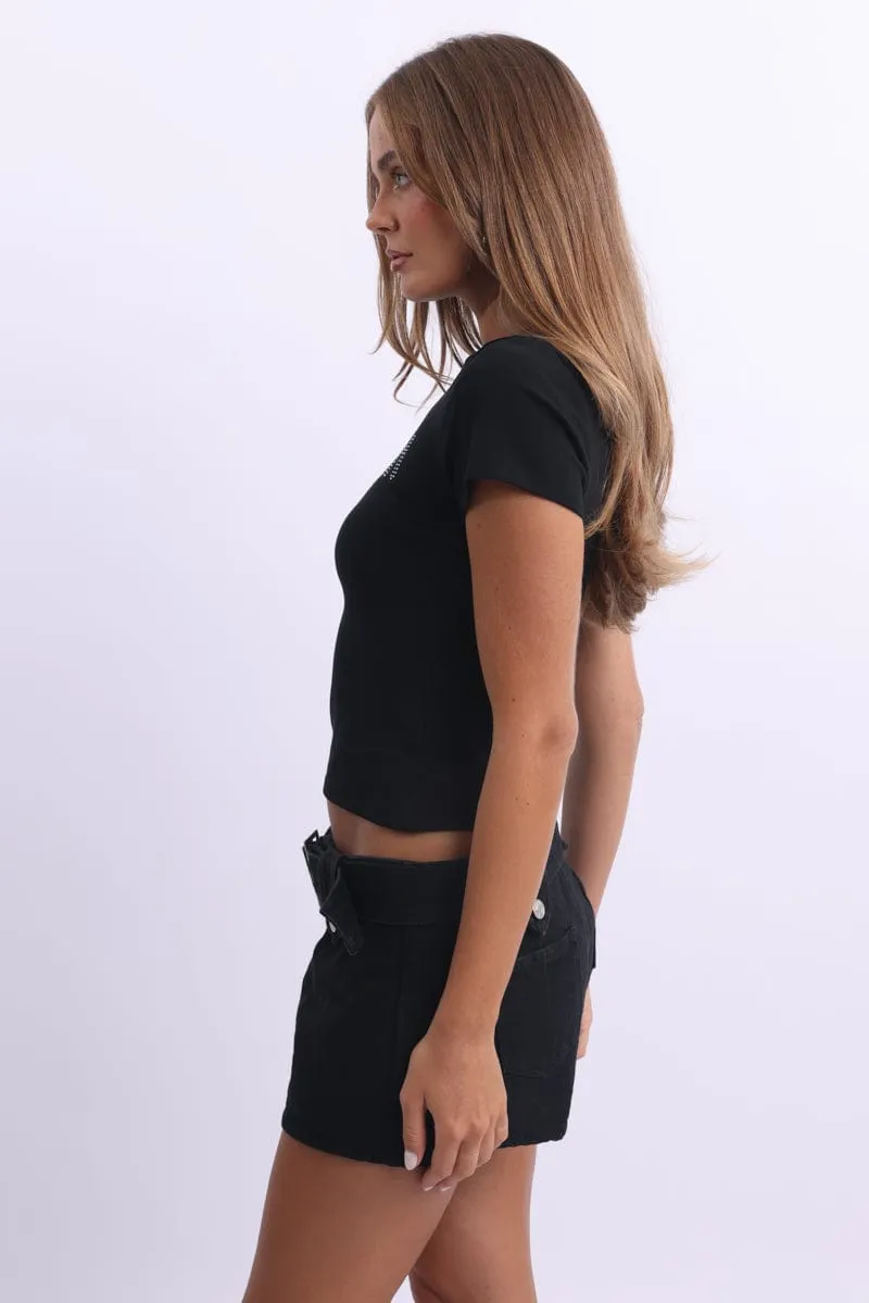 Black Graphic Tee Short Sleeve sold by Ally Fashion product image thumbnail 3