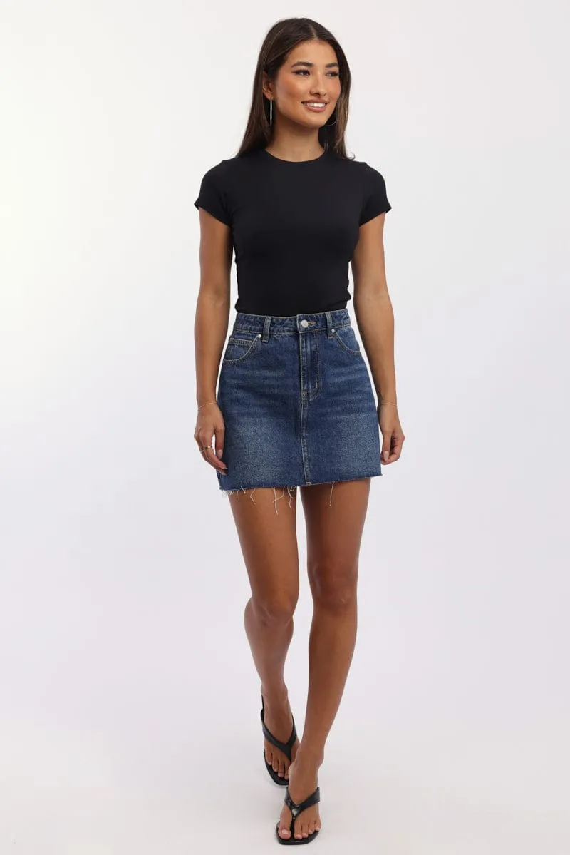 Black T-Shirt Short Sleeve Crew Neck Long Line sold by Ally Fashion product image thumbnail 2