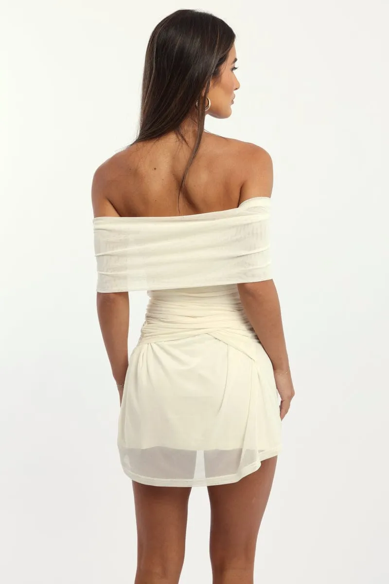 White Bodycon Dress Off Shoulder Mini sold by Ally Fashion product image thumbnail 4