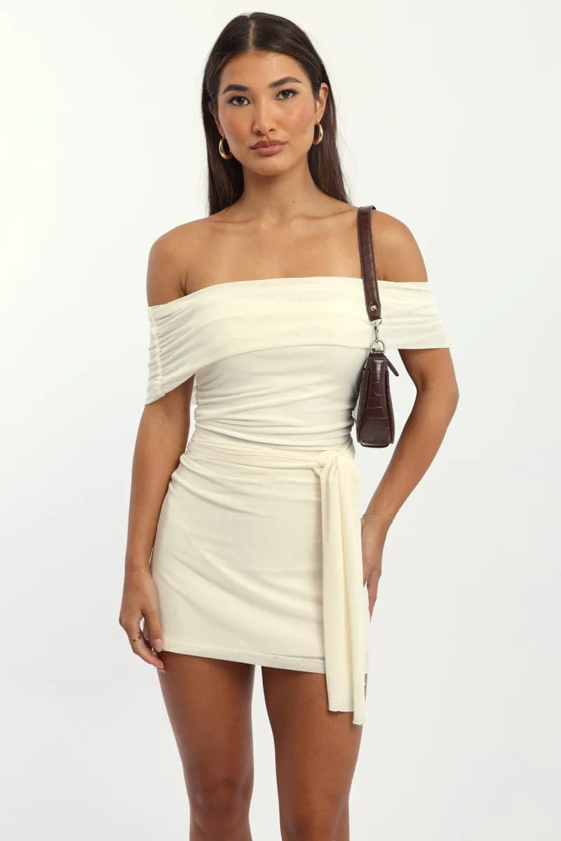 White Bodycon Dress Off Shoulder Mini sold by Ally Fashion