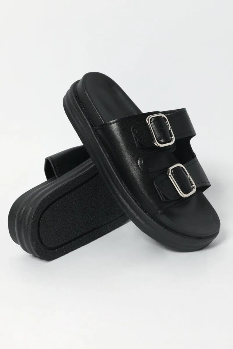 Black Buckle Detail Chunky Sandals sold by Ally Fashion product image thumbnail 3