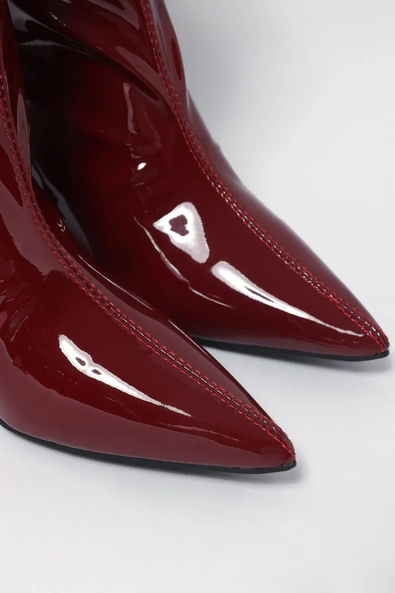 Red Kitten Heeled Ankle Boots sold by Ally Fashion product image thumbnail 3