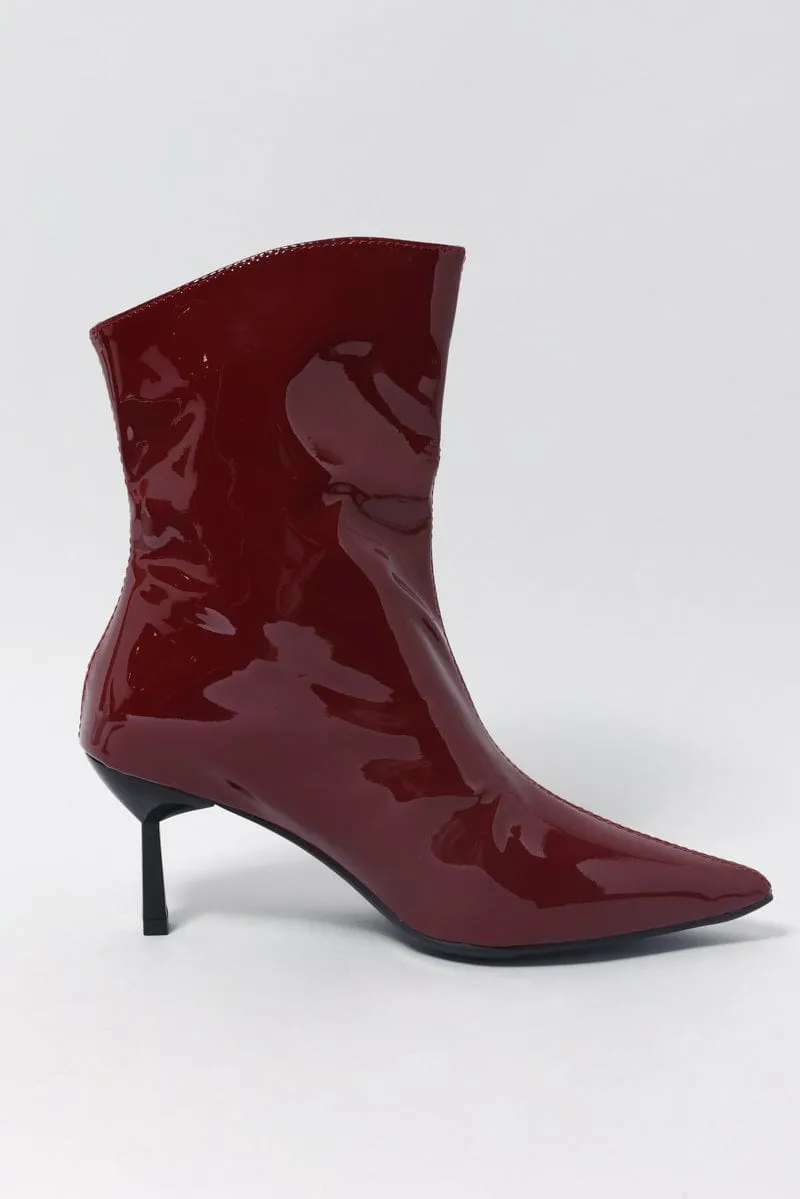 Red Kitten Heeled Ankle Boots sold by Ally Fashion product image thumbnail 2