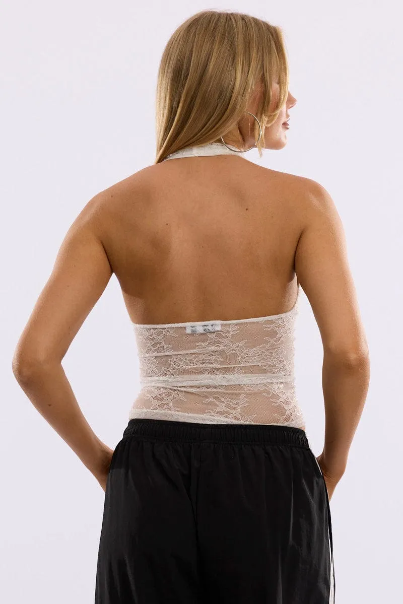 White Halter Neck Top Lace sold by Ally Fashion product image thumbnail 4