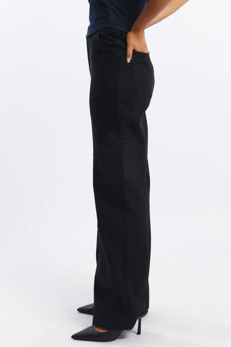 Black Cargo Denim Jeans Mid Rise sold by Ally Fashion product image thumbnail 3