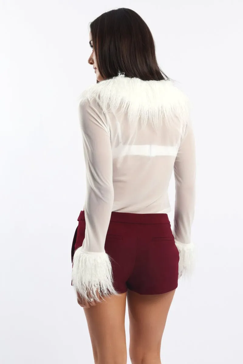 White Top Faux Fur Neckline And Cuff sold by Ally Fashion product image thumbnail 4
