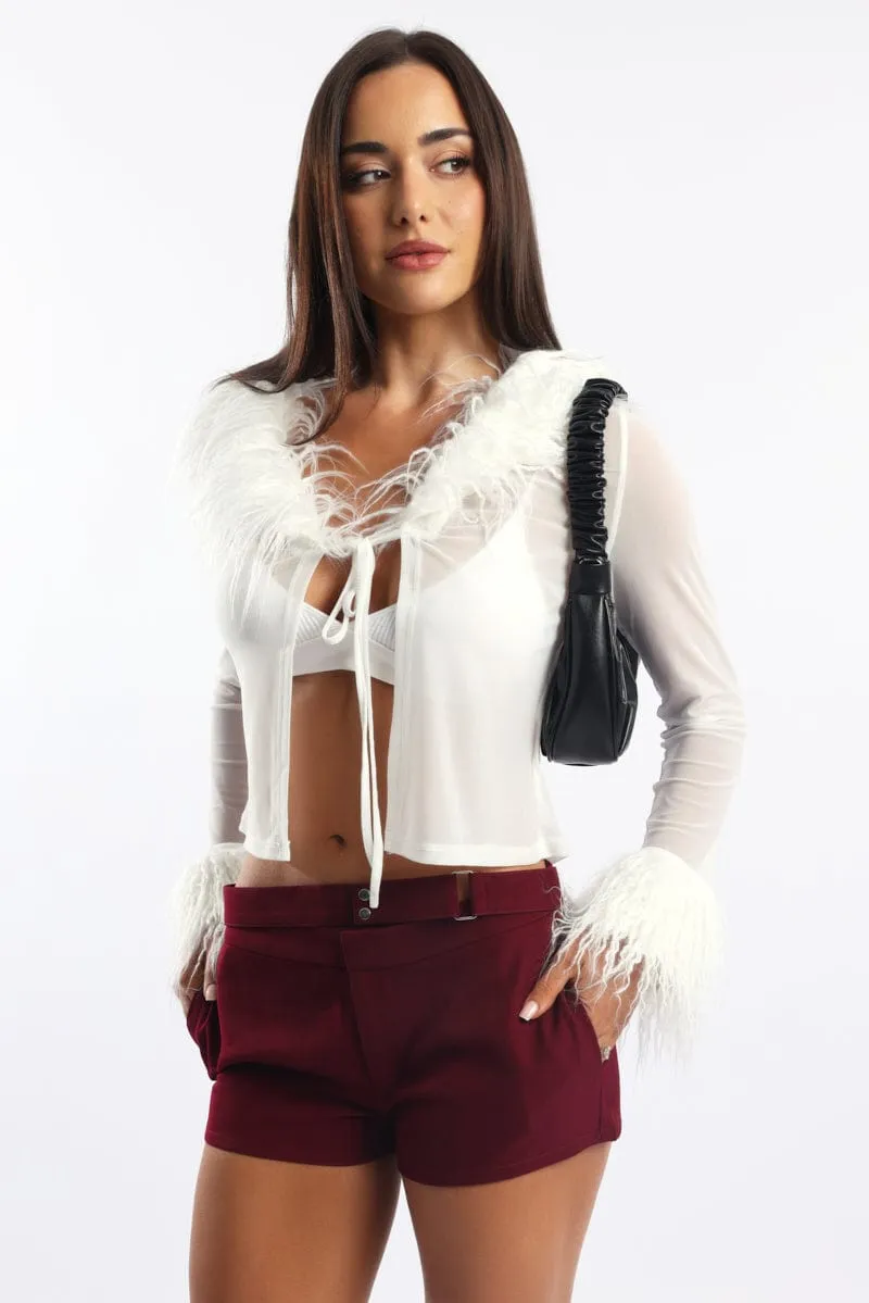White Top Faux Fur Neckline And Cuff sold by Ally Fashion