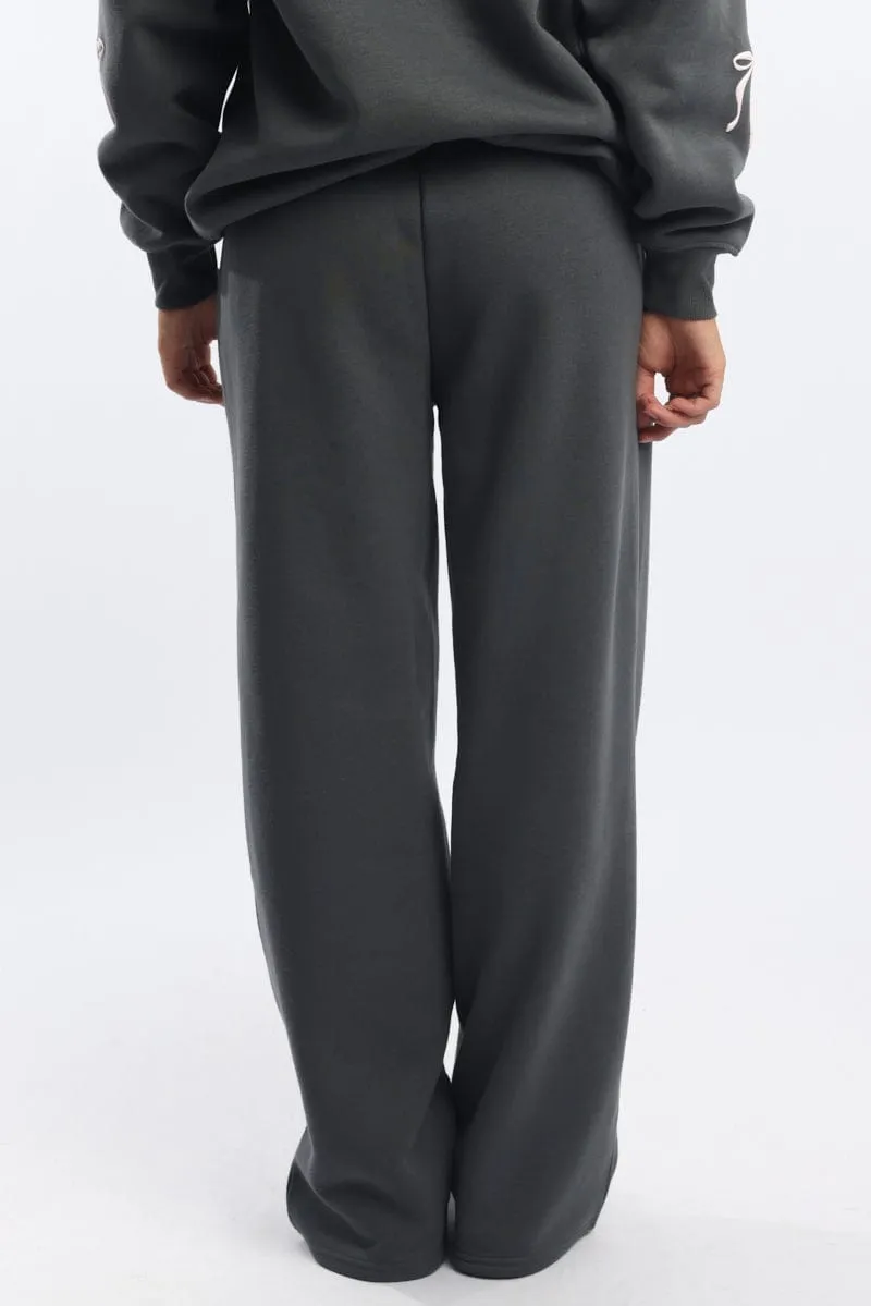 Grey Track Pants Wide Leg sold by Ally Fashion product image thumbnail 4