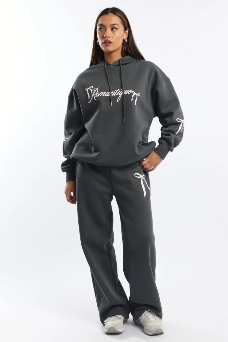 Grey Track Pants Wide Leg sold by Ally Fashion