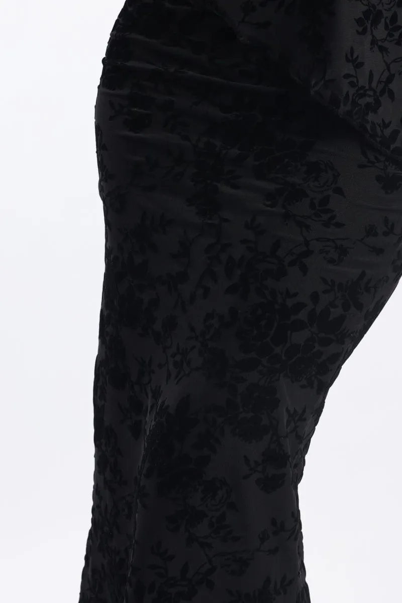 Black Floral Burnout Skirt Elasticated Picot Trim Midaxi sold by Ally Fashion product image thumbnail 5