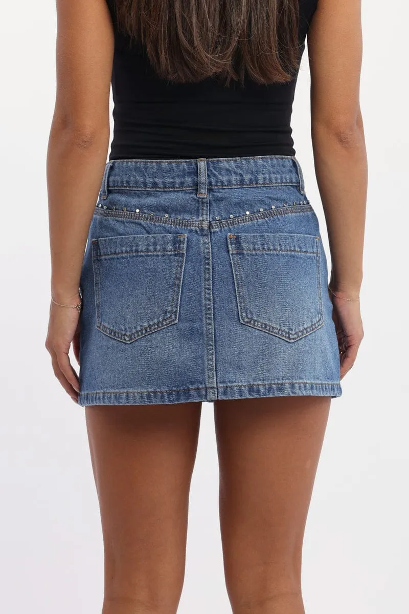 Denim Mini Skirt Mid Rise Regular Fit sold by Ally Fashion product image thumbnail 4