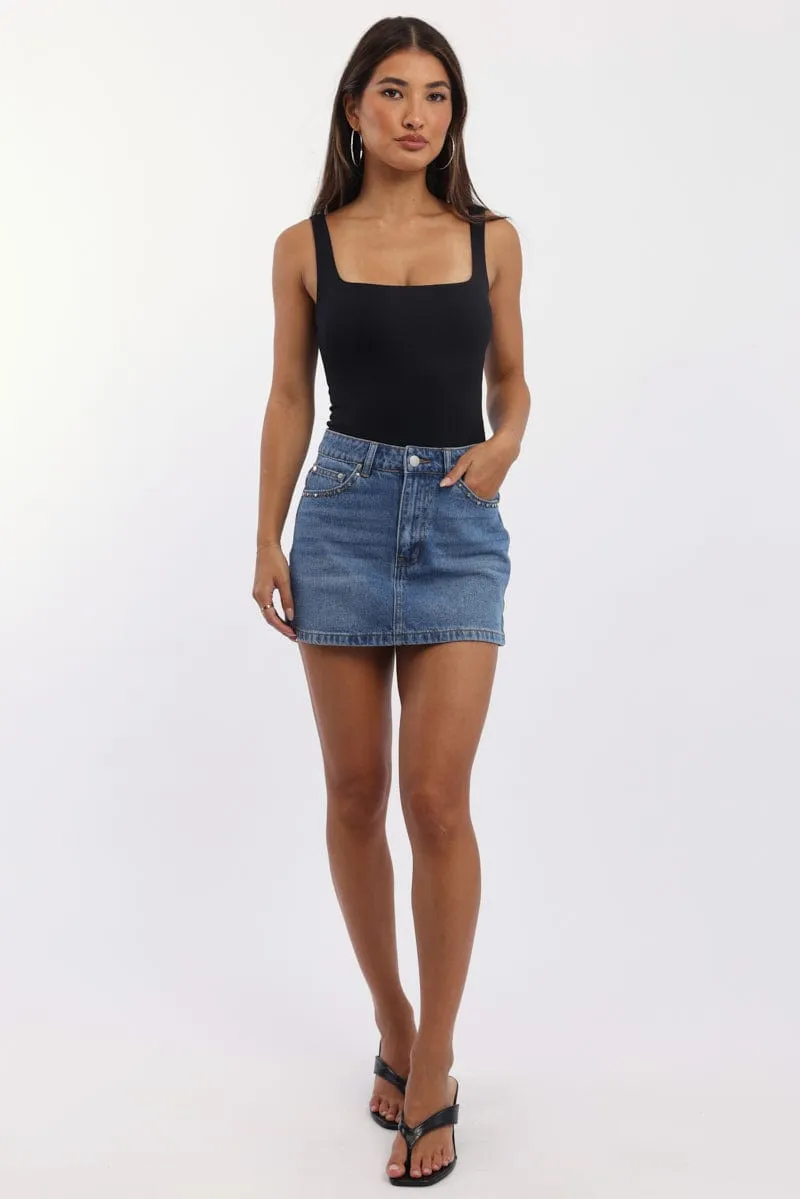 Denim Mini Skirt Mid Rise Regular Fit sold by Ally Fashion