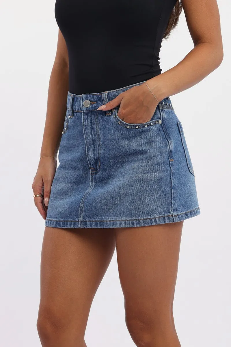 Denim Mini Skirt Mid Rise Regular Fit sold by Ally Fashion product image thumbnail 3
