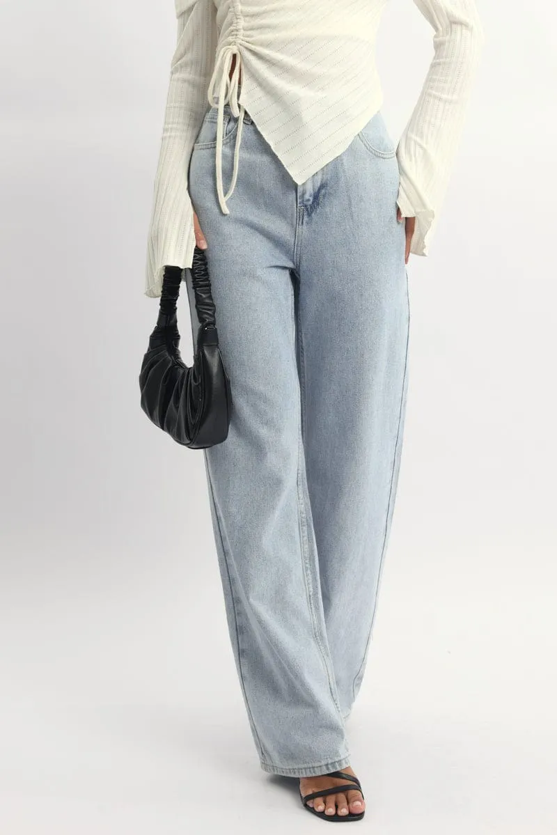 Denim Wide Leg Jeans Ribbon Pocket sold by Ally Fashion product image thumbnail 3