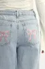 Denim Wide Leg Jeans Ribbon Pocket sold by Ally Fashion