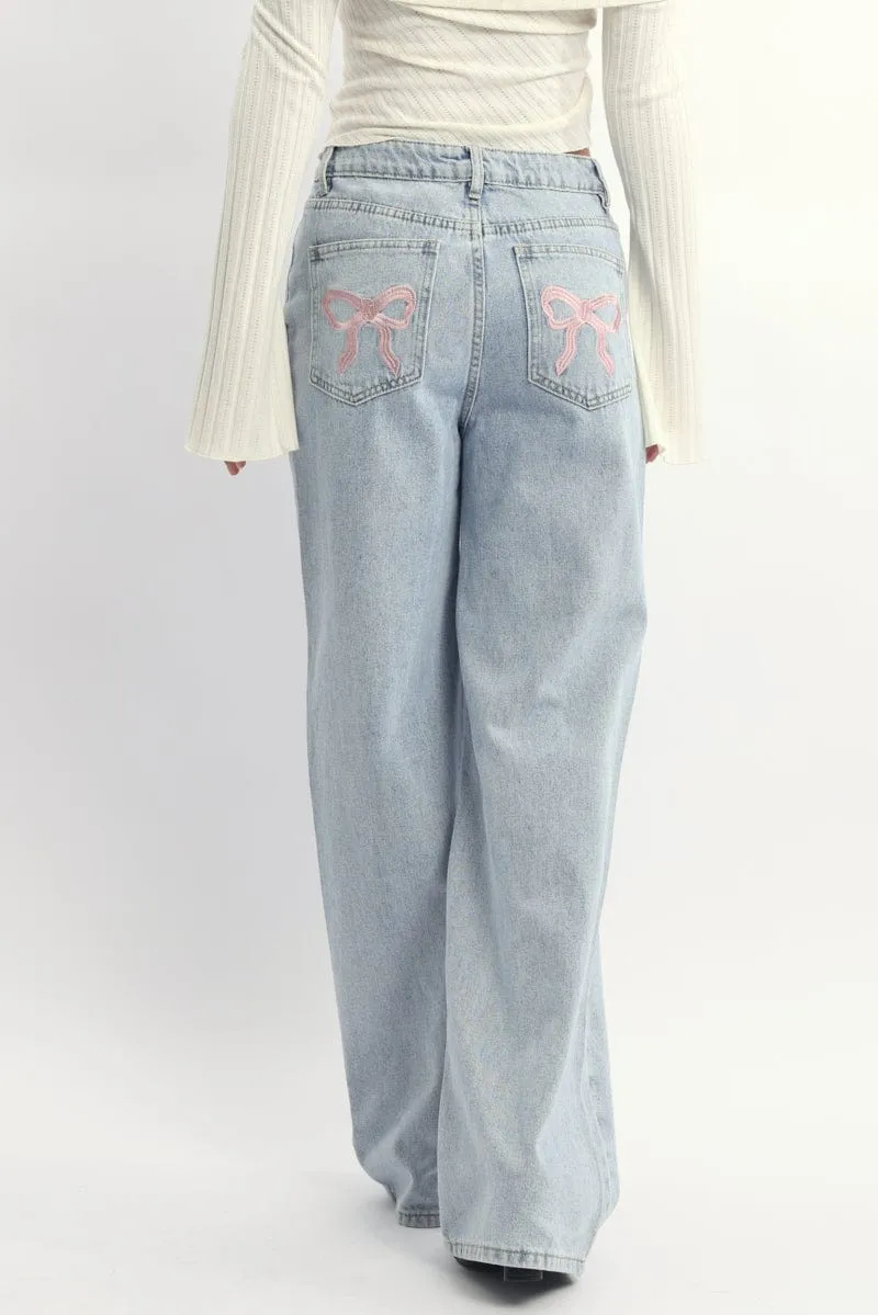 Denim Wide Leg Jeans Ribbon Pocket sold by Ally Fashion product image thumbnail 2