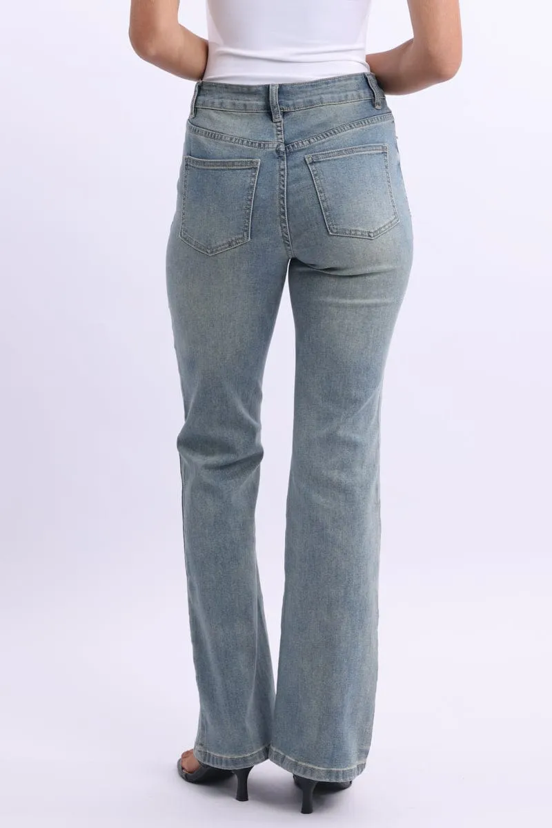 Denim Flare Jean High Rise sold by Ally Fashion product image thumbnail 4