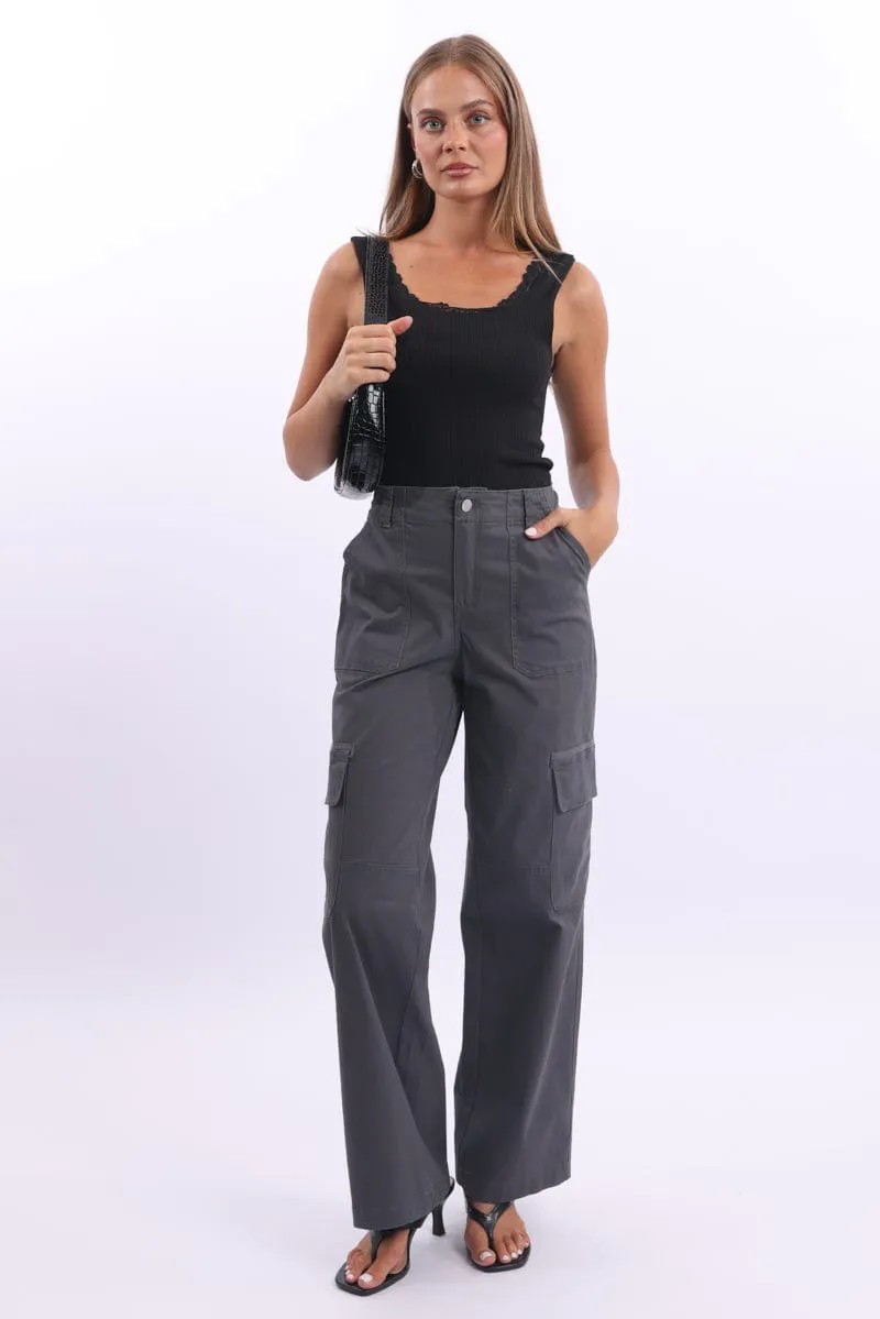 Grey Cargo Pants Mid Rise sold by Ally Fashion