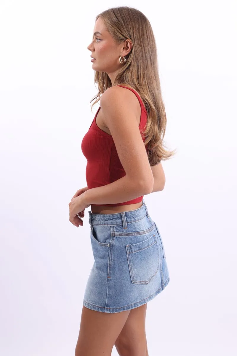 Red Tank Top Sleeveless Rib sold by Ally Fashion product image thumbnail 3