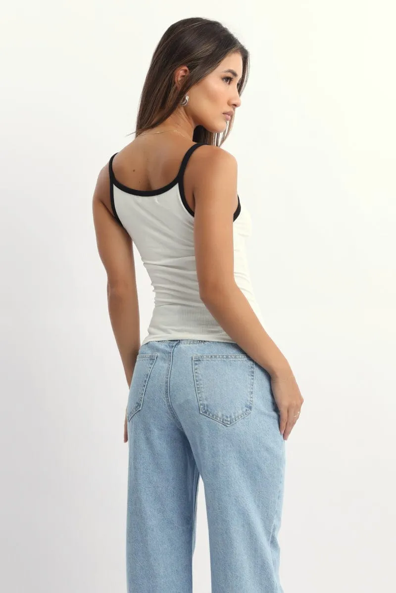 White Tank Top Sleeveless Rib sold by Ally Fashion product image thumbnail 4