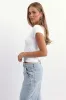 White T-Shirt Short Sleeve Crew Neck Long Line sold by Ally Fashion