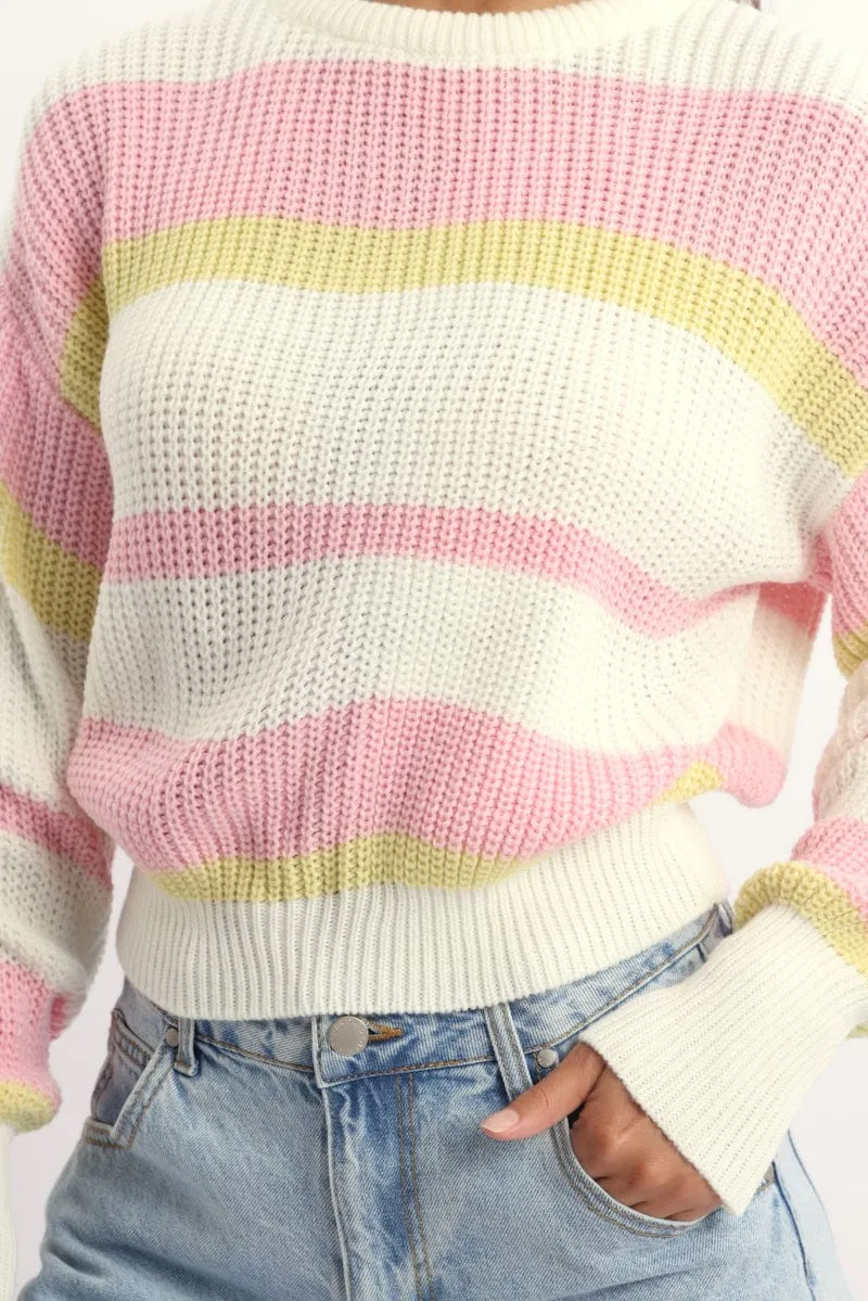 Yellow Stripe Knit Top Long Sleeve Color Block sold by Ally Fashion product image thumbnail 5
