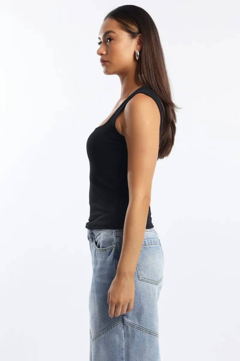 Black Supersoft Tank Top Square Neck Double Layered sold by Ally Fashion product image thumbnail 3