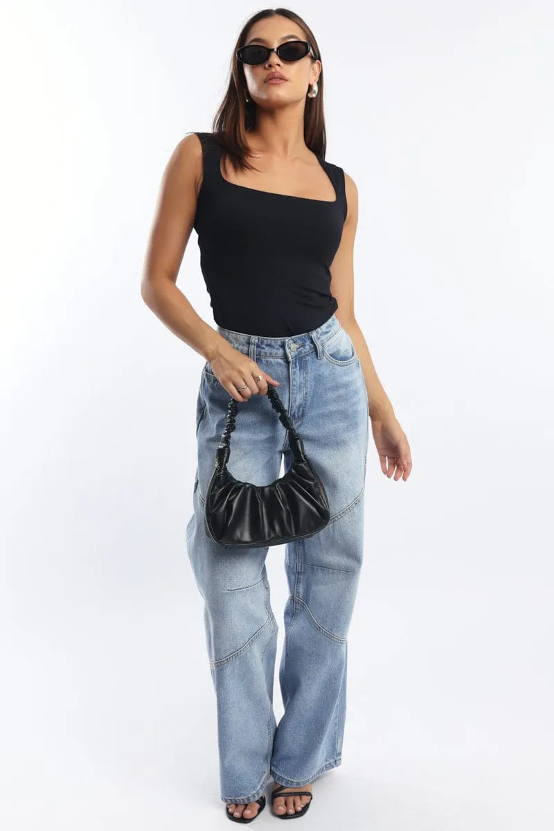 Black Supersoft Tank Top Square Neck Double Layered sold by Ally Fashion product image thumbnail 2