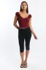 Red Crop Top Short Sleeve V Neck Button Details sold by Ally Fashion