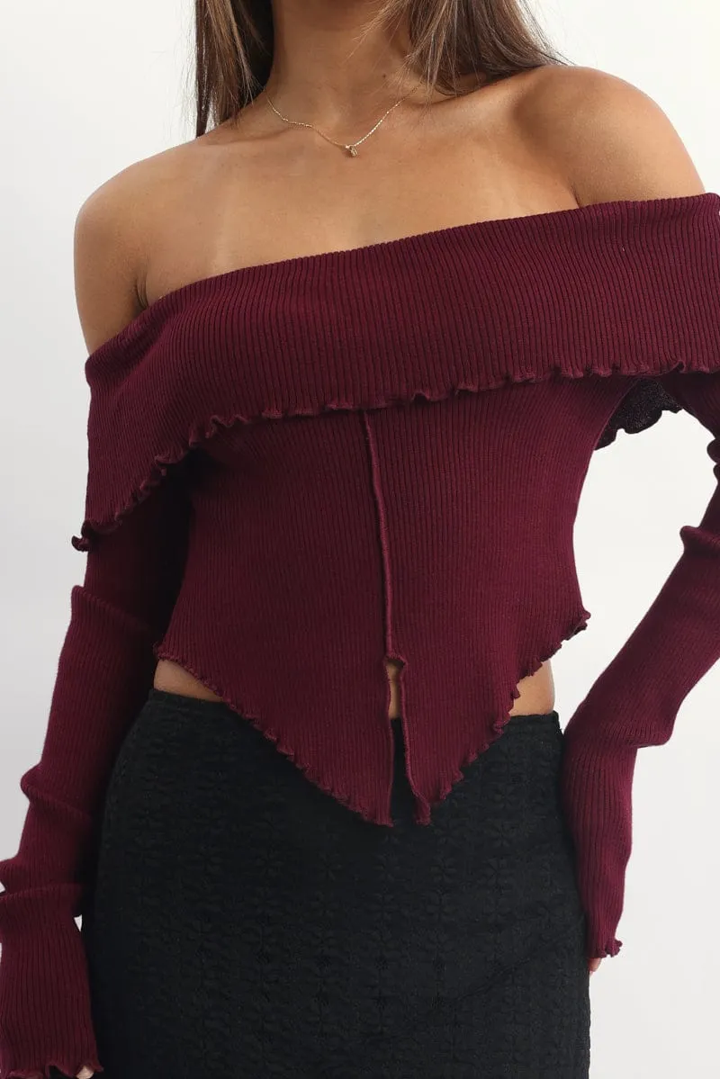 Red Bardot Knit Top Long Sleeve Open Front sold by Ally Fashion product image thumbnail 5