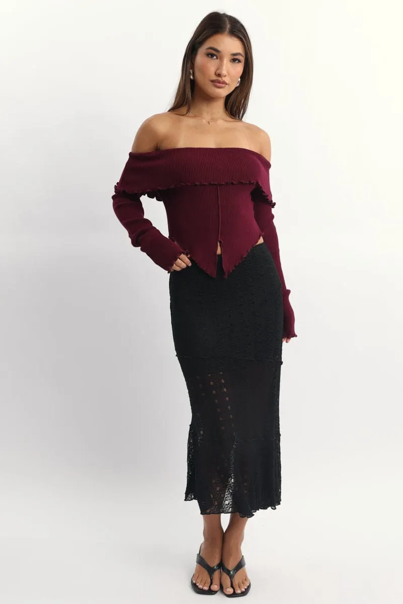 Red Bardot Knit Top Long Sleeve Open Front sold by Ally Fashion product image thumbnail 2