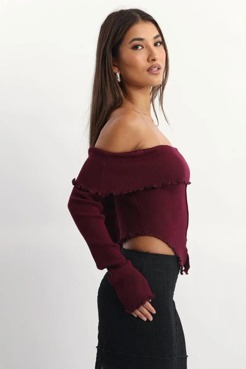 Red Bardot Knit Top Long Sleeve Open Front sold by Ally Fashion product image thumbnail 3