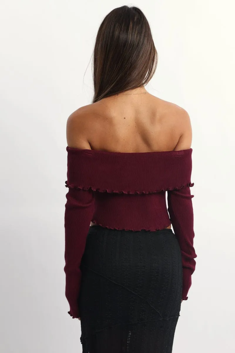 Red Bardot Knit Top Long Sleeve Open Front sold by Ally Fashion product image thumbnail 4