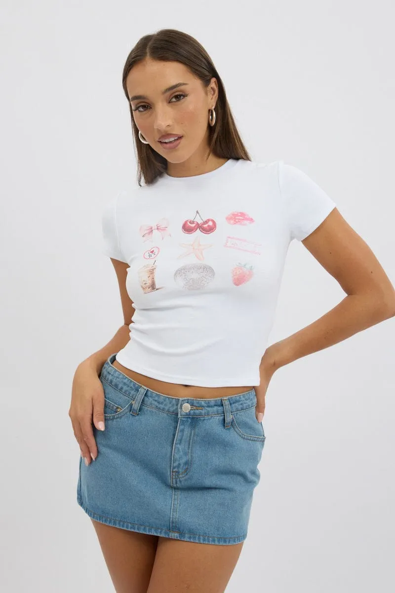 White Graphic Tee Short Sleeve sold by Ally Fashion